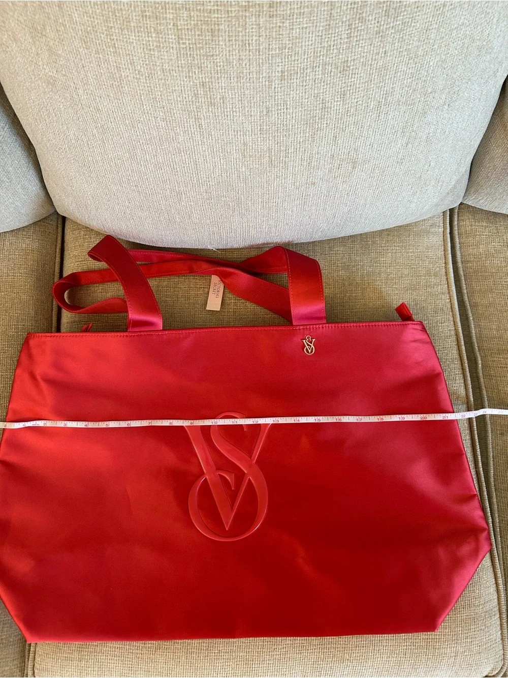 Victoria's Secret Red Embossed VS Logo Tote